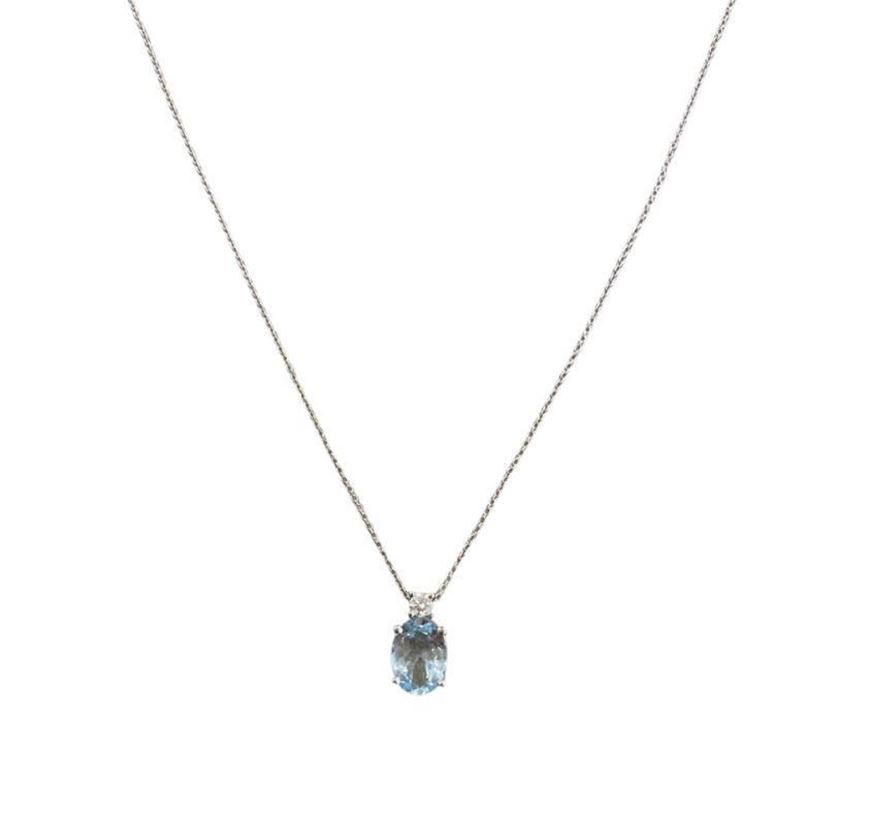 Foto de Gargantilla oro blanco, aguamarina 1,35ct y brillante 0,06ct