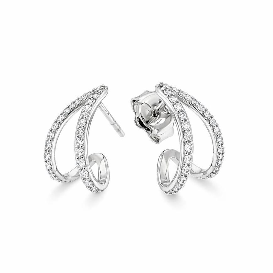 Foto de Pendientes doble barra de oro blanco 18kt y 58 brillantes de 046ct total