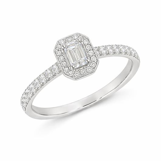 Foto de Sortija de oro blanco y diamante talla esmeralda 0,60ct