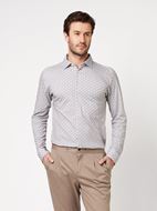 Foto de Camisa Kent estampado geométrico beige slim fit para hombre