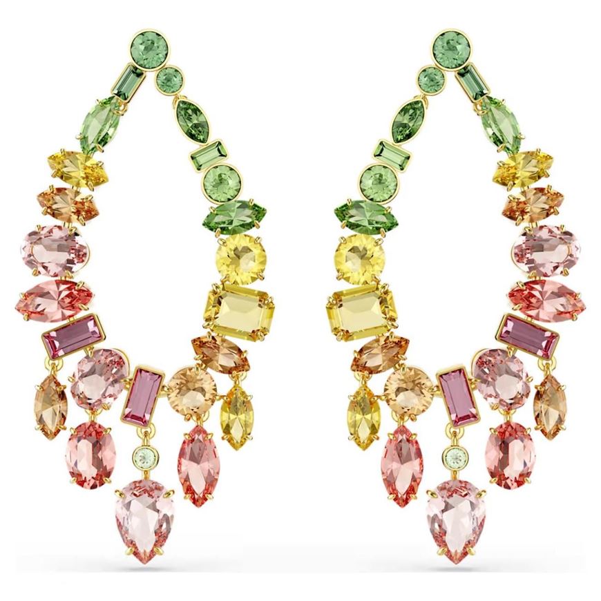 Foto de Pendientes Gema candelabro Multicolor, Baño oro