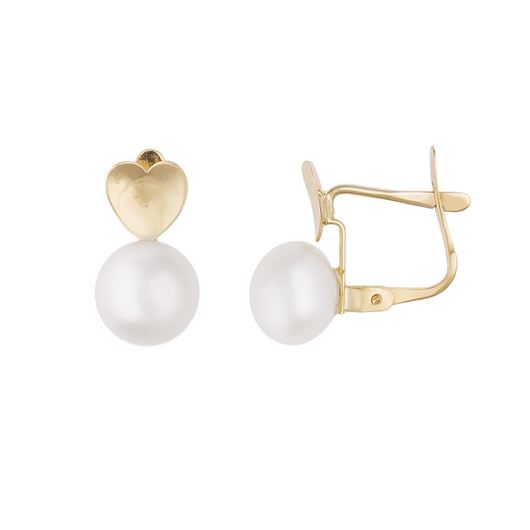 Foto de Pendientes oro amarillo 18kt corazón con perla