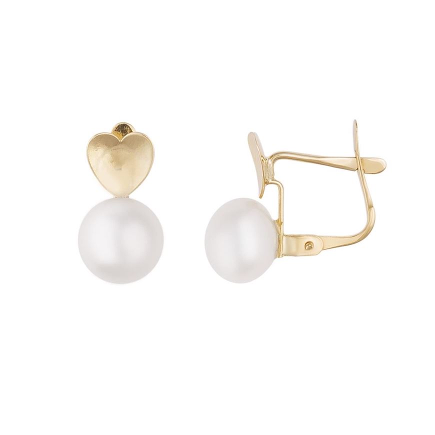 Foto de Pendientes oro amarillo 18kt corazón con perla