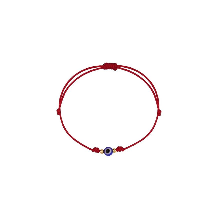 Foto de Pulsera 7 nudos Ojo cristal mini nylon en oro amarillo 18kt