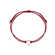 Foto de Pulsera nylon rojo corazón de oro amarillo 18kt