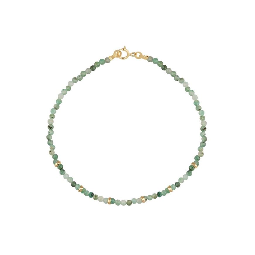 Foto de Pulsera Chic cuentas esmeraldas en oro amarillo 18kt 16cm