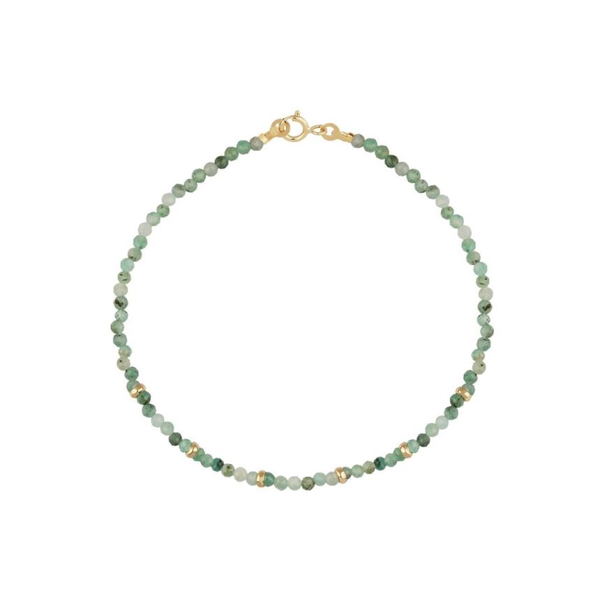 Foto de Pulsera Chic cuentas esmeraldas en oro amarillo 18kt 16cm