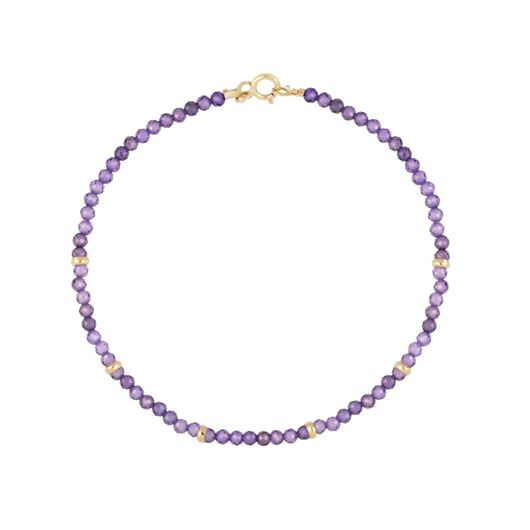 Foto de Pulsera Chic cuentas lilas 2mm en oro amarillo 18kt 16cm