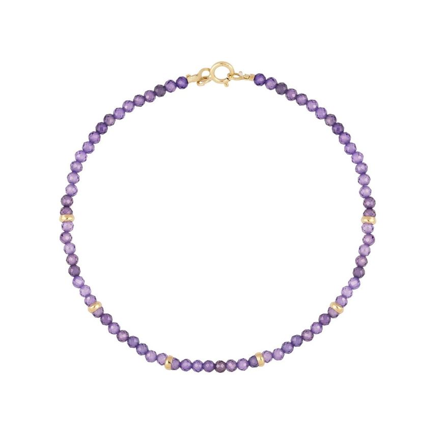 Foto de Pulsera Chic cuentas lilas 2mm en oro amarillo 18kt 16cm