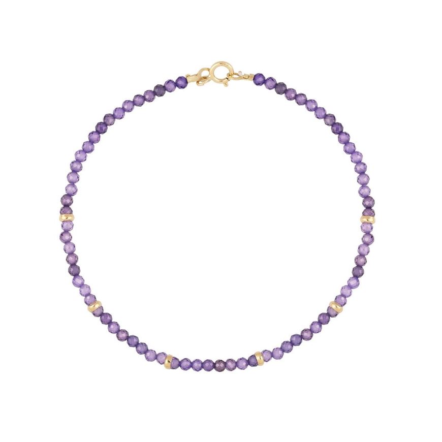 Foto de Pulsera Chic cuentas lilas 2mm en oro amarillo 18kt 16cm
