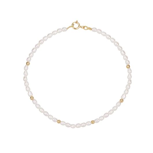 Foto de Pulsera Chic Perlas grano y bolitas en oro amarillo 18kt 16cm
