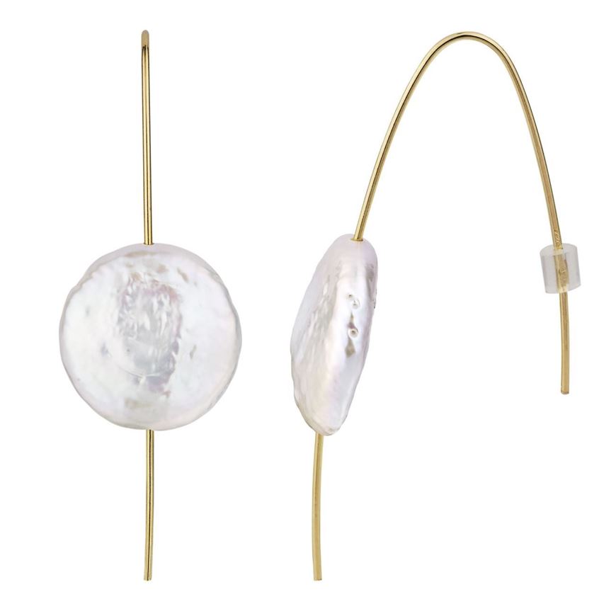 Foto de Pendientes oro amarillo 18kt de gancho con perla cultivada 16mm