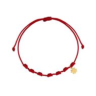 Foto de Pulsera 7 nudos nylon rojo Trébol mini en oro amarillo 18kt