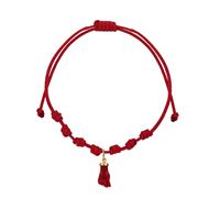 Foto de Pulsera 7 nudos nylon rojo Puño protector coral en oro amarillo 18kt