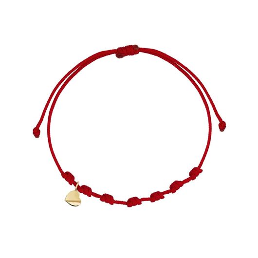 Foto de Pulsera 7 nudos nylon rojo Corazón mini en oro amarillo 18kt