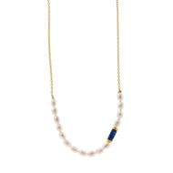 Foto de Collar plata chapado dorado lapislazuli tubo perlas