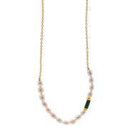 Foto de Collar plata chapado dorado malaquita tubo perlas