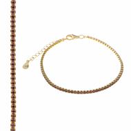 Foto de Pulsera Blink plata chapado dorado circonitas brillantes rodonita 15+3cm