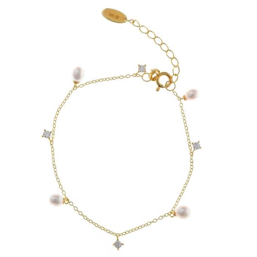 Foto de Pulsera Minijewels plata dorado circonitas blancas brillantes perlas