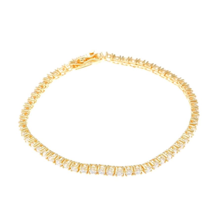 Foto de Pulsera riviere de plata baño oro con circonitas