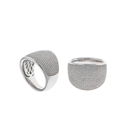 Foto de Sortija plata rodio ancha circonitas blancas