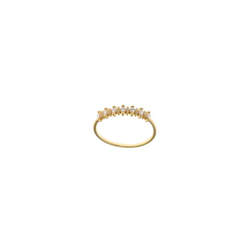 Foto de Sortija plata chapado dorado circonitas blancas marquesas brillantes