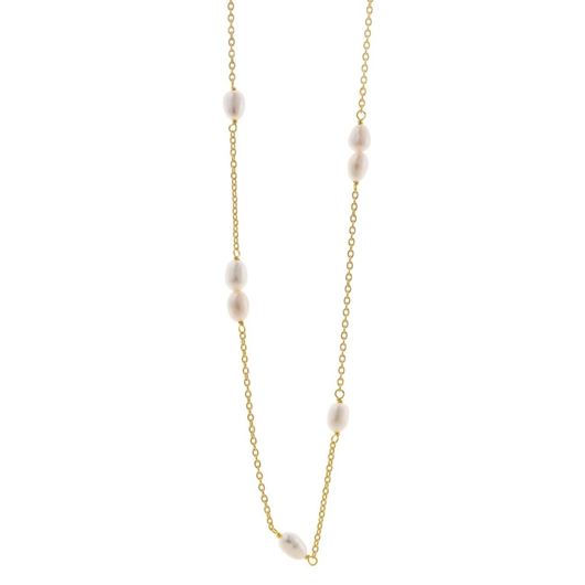 Foto de Collar plata chapado dorado perlas ovaladas