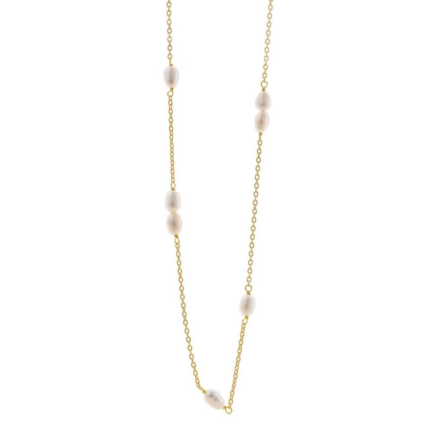 Foto de Collar plata chapado dorado perlas ovaladas