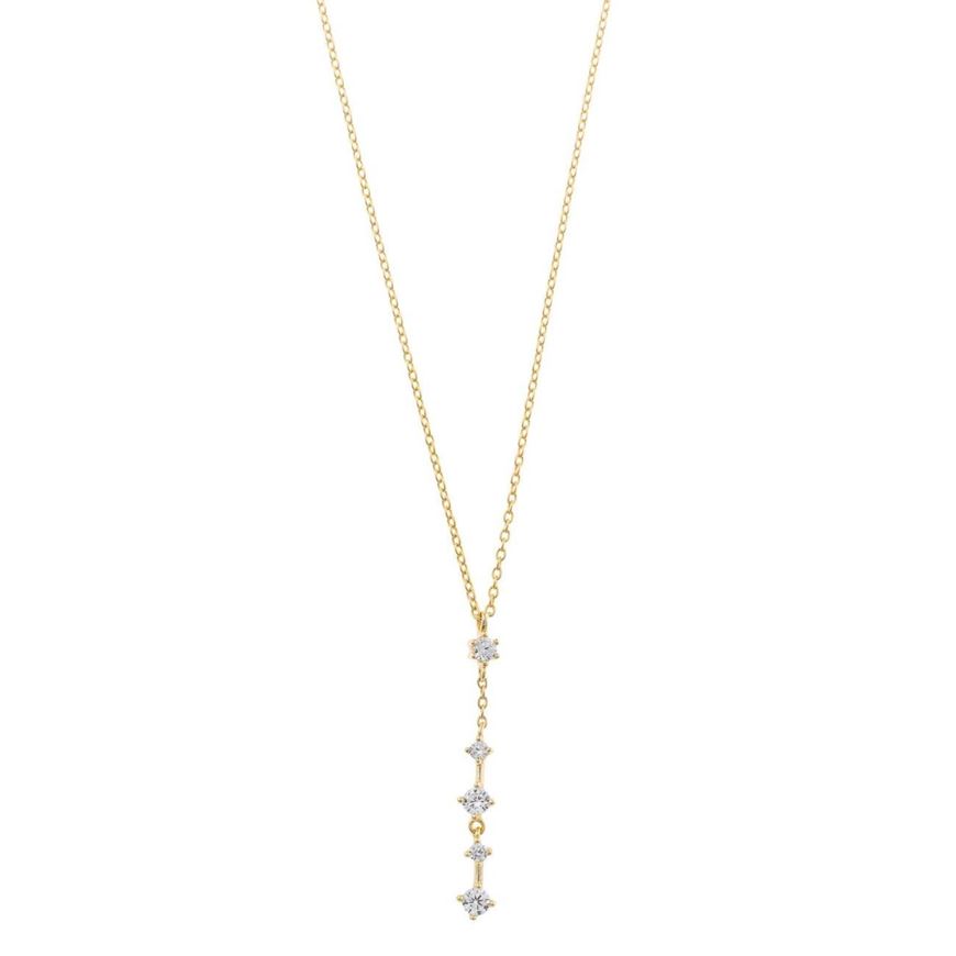 Foto de Collar Y plata chapado dorado linea circonitas blancas brillantes