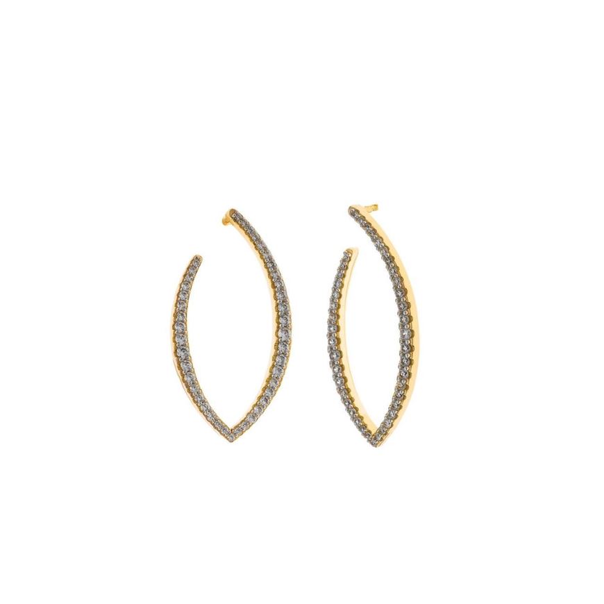 Foto de Pendientes plata chapado dorado y rodio ovalo circonitas blancas brillantes