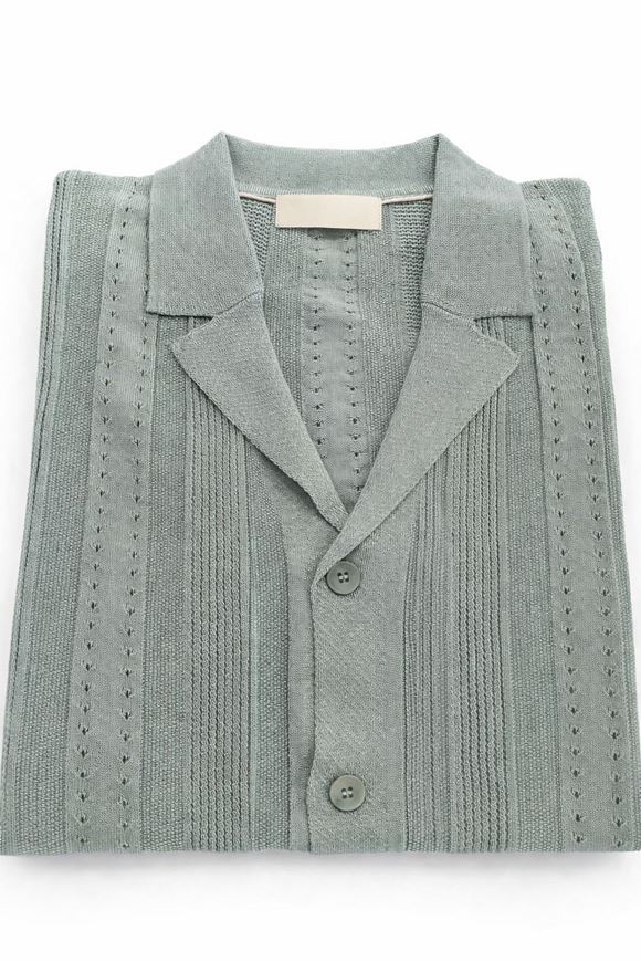 Foto de Camisa bowling de punto entramado color menta