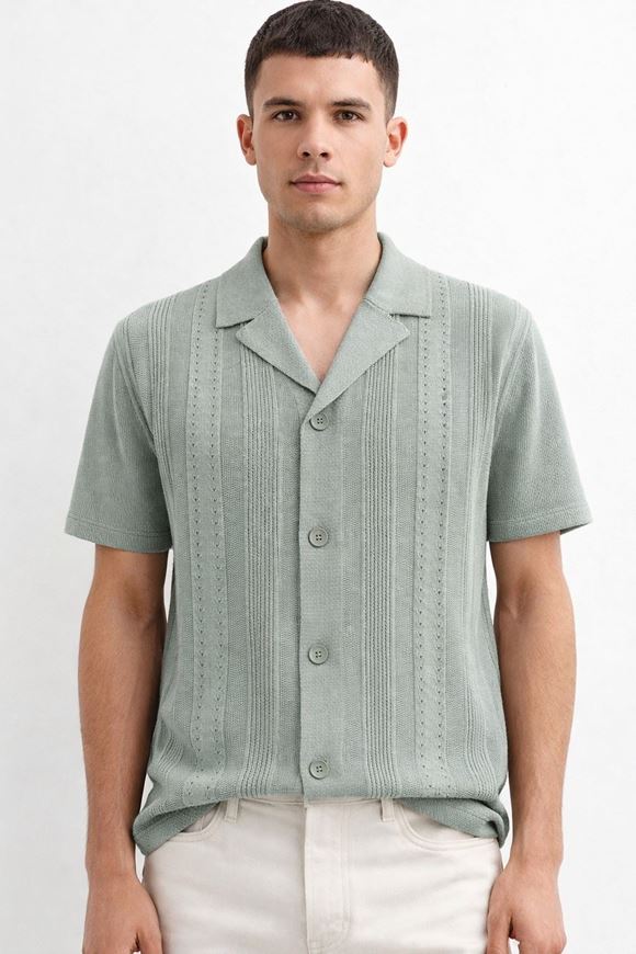 Foto de Camisa bowling de punto entramado color menta