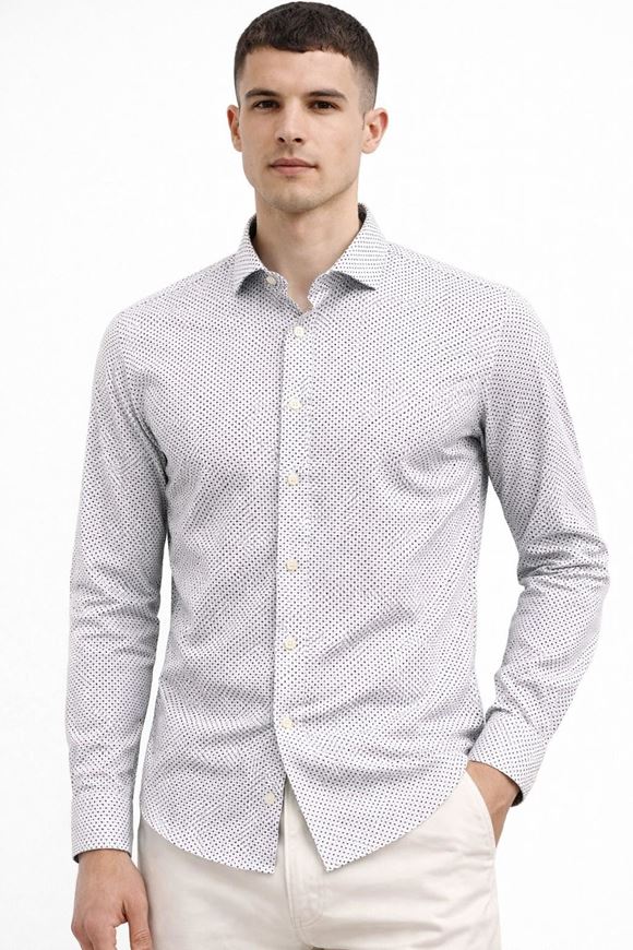 Foto de Camisa Kent blanca microestampado marino