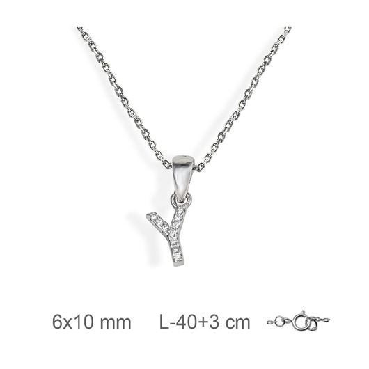 Picture of Gargantilla inicial Y de plata con baño de rodio y circonitas