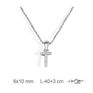 Foto de Gargantilla inicial T de plata con baño de rodio y circonitas