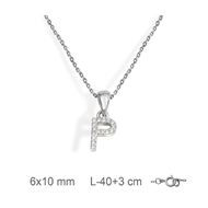 Foto de Gargantilla inicial P de plata con baño de rodio y circonitas