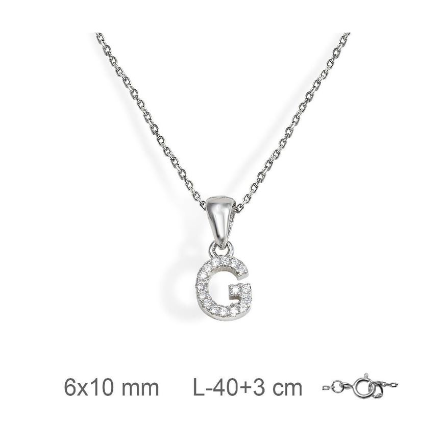 Foto de Gargantilla inicial G de plata con baño de rodio y circonitas