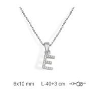 Foto de Gargantilla inicial E de plata con baño de rodio y circonitas