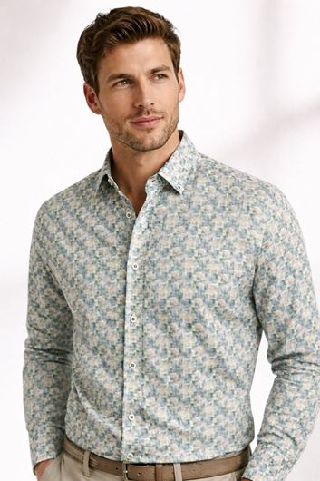 Picture of Camisa Regular Fit estampado geométrico verde