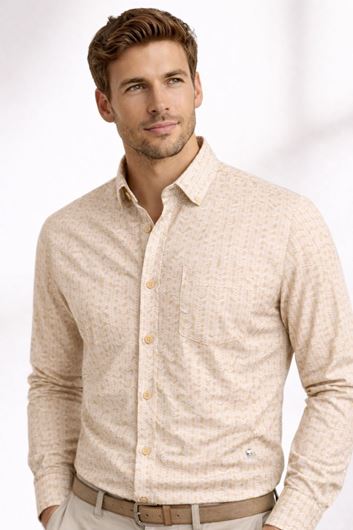 Picture of Camisa Regular Fit estampado espiga beige