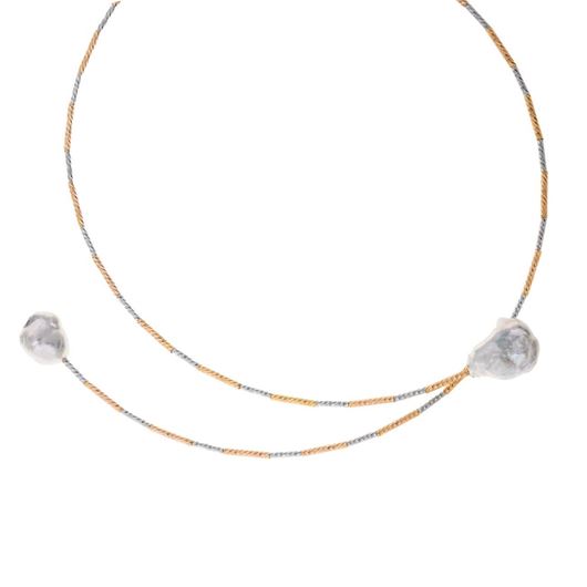 Foto de Collar plata chapado dorado y rodio diamantado