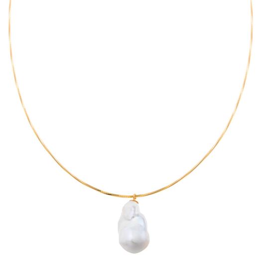 Foto de Collar plata chapado dorado perla barroca