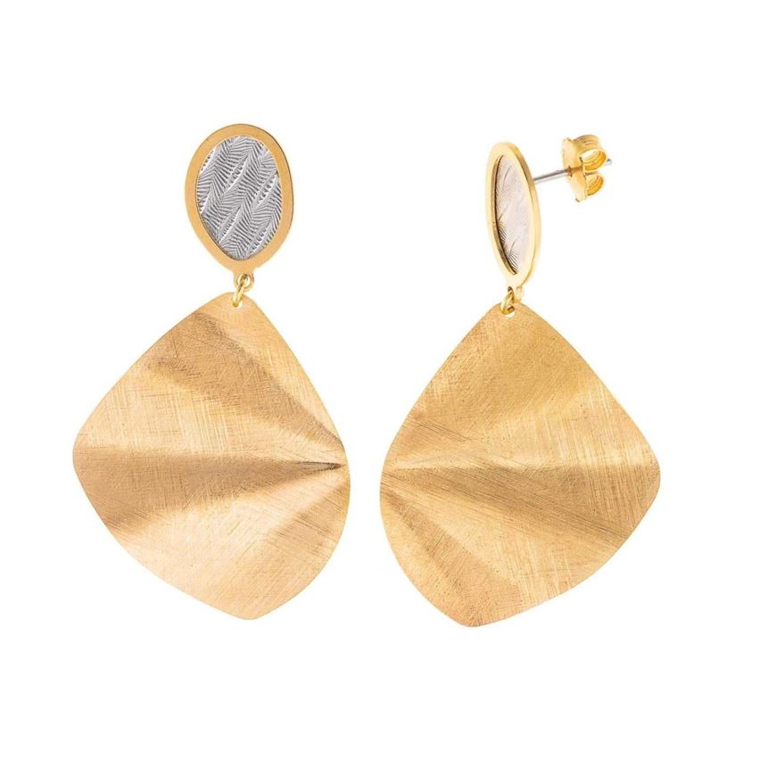 Foto de Pendientes plata chapado dorado ovalo interior rodio