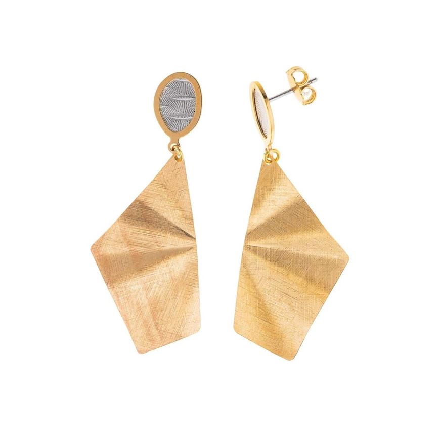 Foto de Pendientes plata chapado dorado ovalo interior rodio