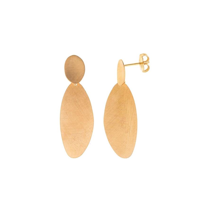 Foto de Pendientes plata chapado dorado dos ovalos diamantado