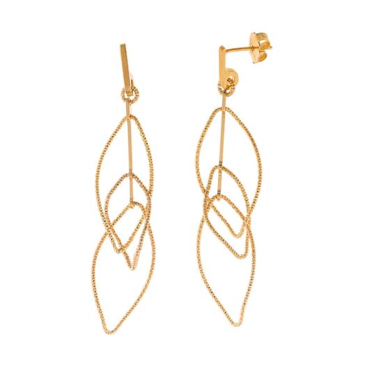 Foto de Pendientes plata chapado dorado pera entrelazadas diamantadas