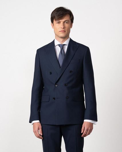 Foto de Traje azul noche cruzado microestructura Slim fit
