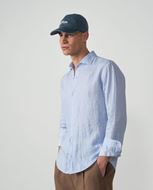 Foto de Camisa de lino Relaxed Fit estampado floral fondo azul