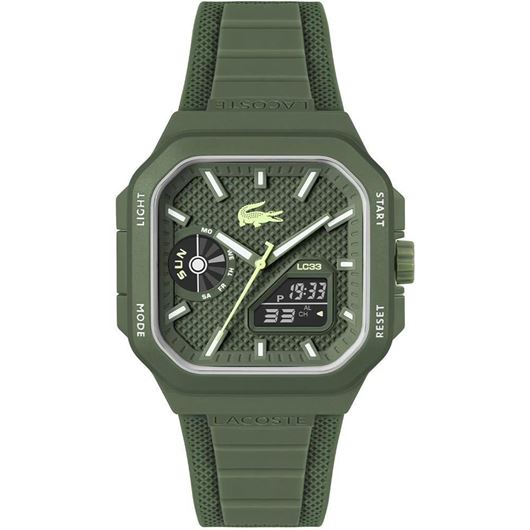 Foto de Reloj con cronógrafro silicona verde esfera cuadrada