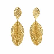 Foto de Pendientes plata chapado dorado ovalos superpuestos calados